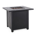 Outdoor Patio Propane Fire Pit 24.5'' H X 28'' W Square Iron Gas Burning Fire Table 40,000 Btu, Tank In Side, Black Black Iron