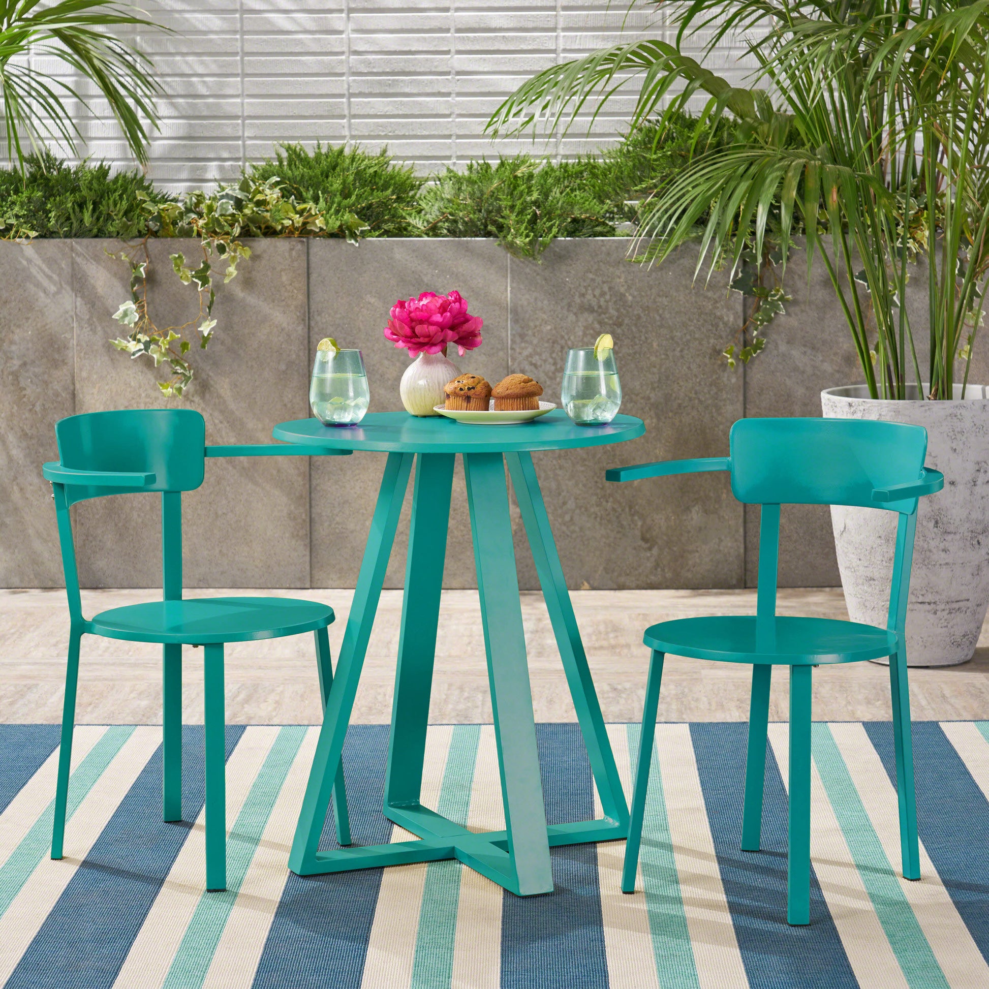 Haiti Bistro Set Teal Iron