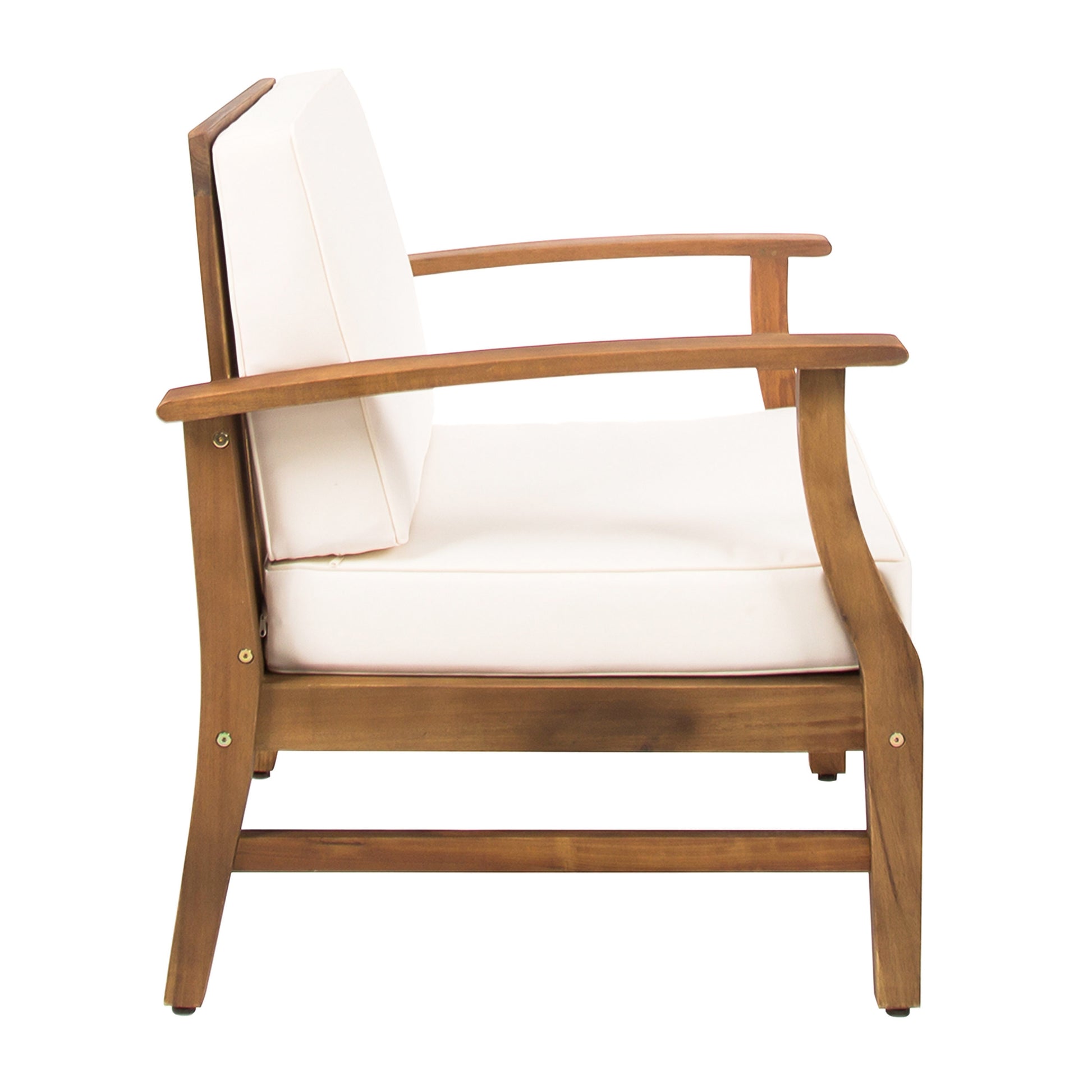 Perla Club Chairs Set Of 2, Cream Cream Acacia Wood