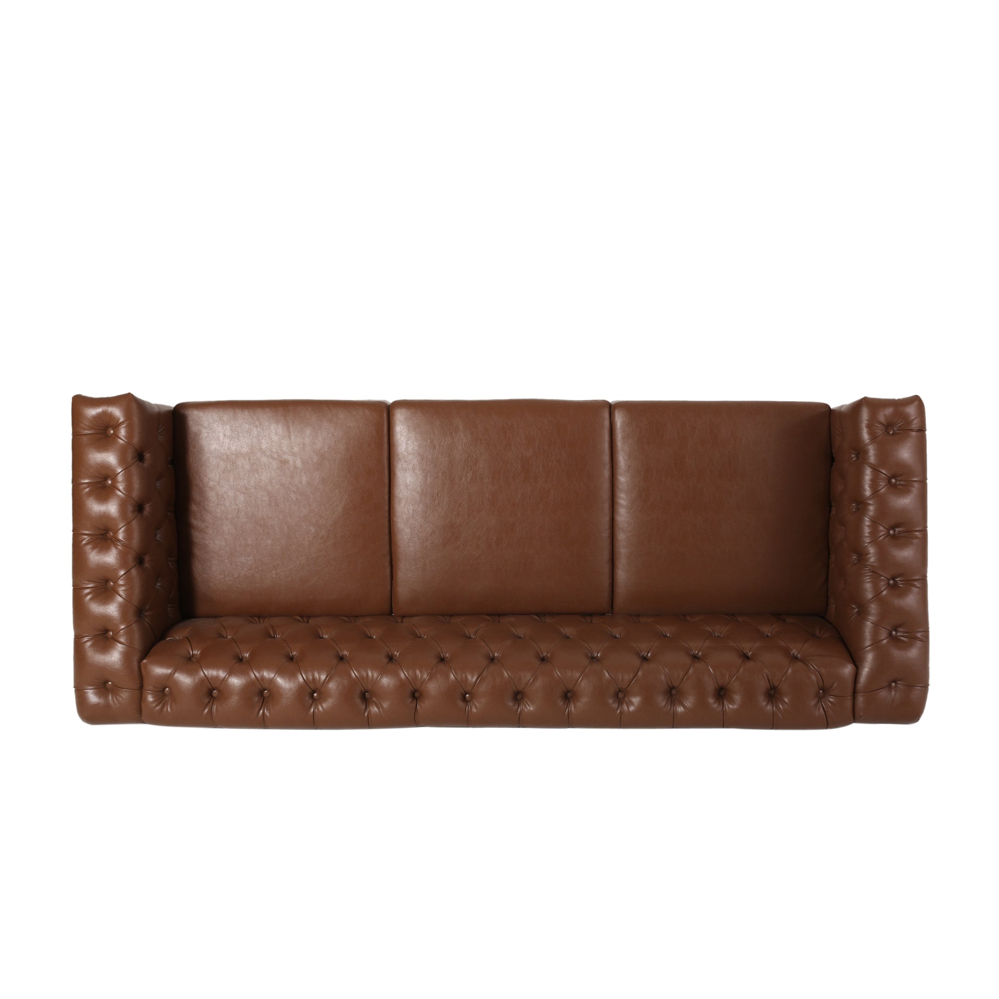 Sofa 3 Seater Light Brown Pu 3 Seat