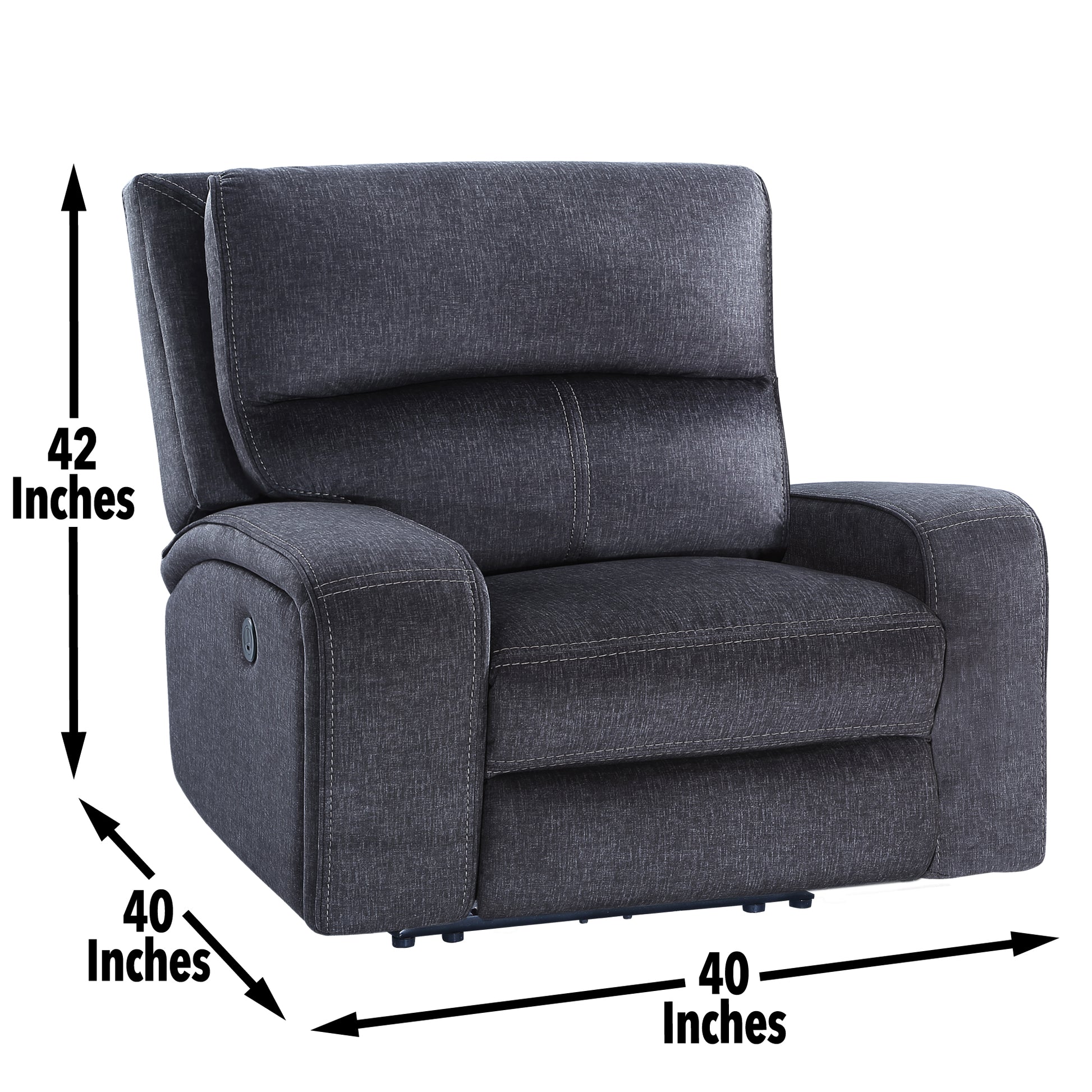 Lovell 3 Piece Power Living Room Set Dark Gray Dark Gray Faux Leather