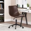 Lift And Swivel Office Chair Dark Brown Pu