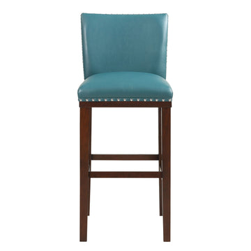 Tiffany Bar Chair Set Of 2 Peacock Light Blue Faux Leather