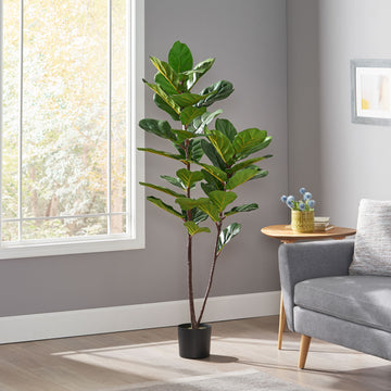 150Cm Artificial Fiddle Leaf Fig Tree Green Iron Plastic