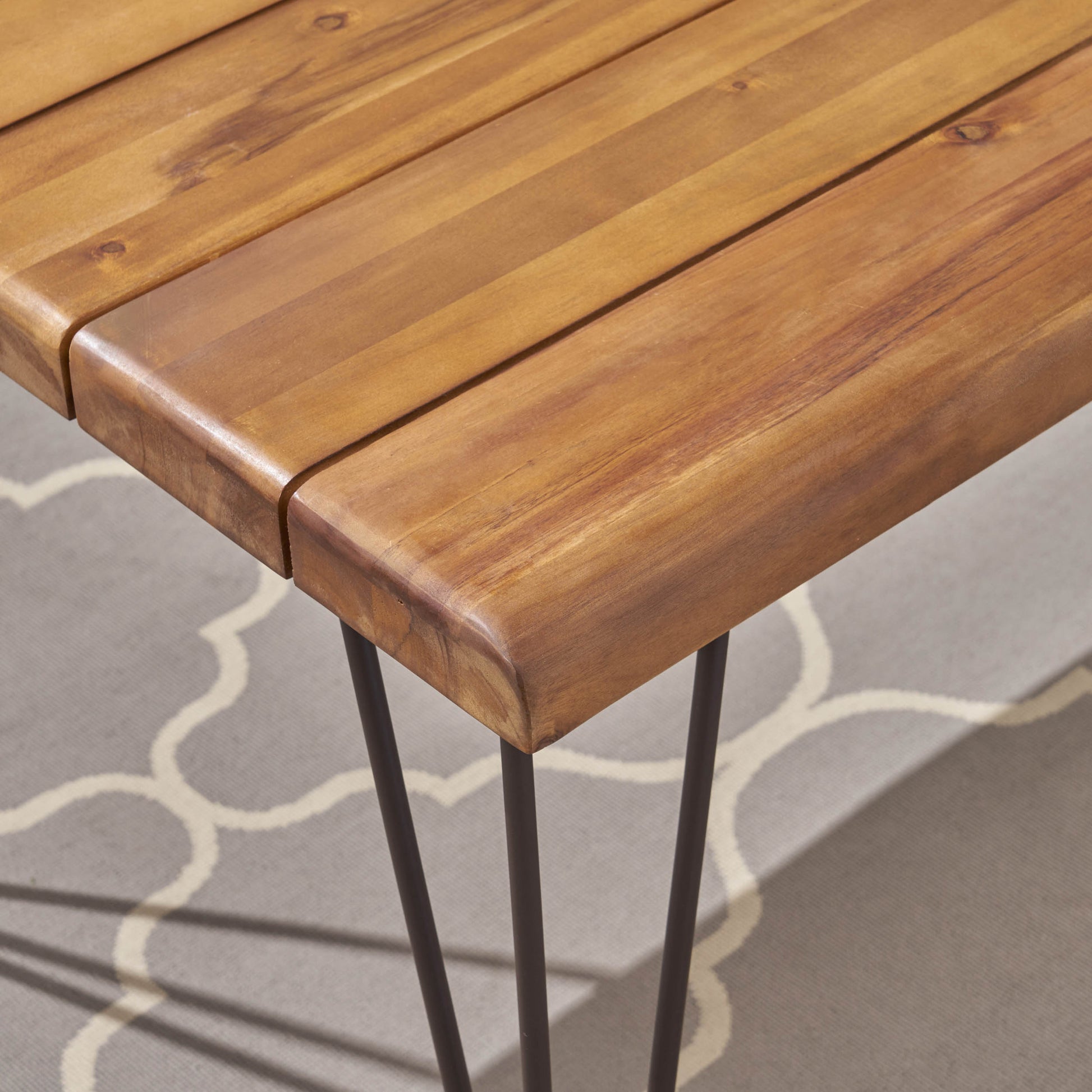 Zion Industrial Wood And Metal Rectangular Dining Table Teak Wood