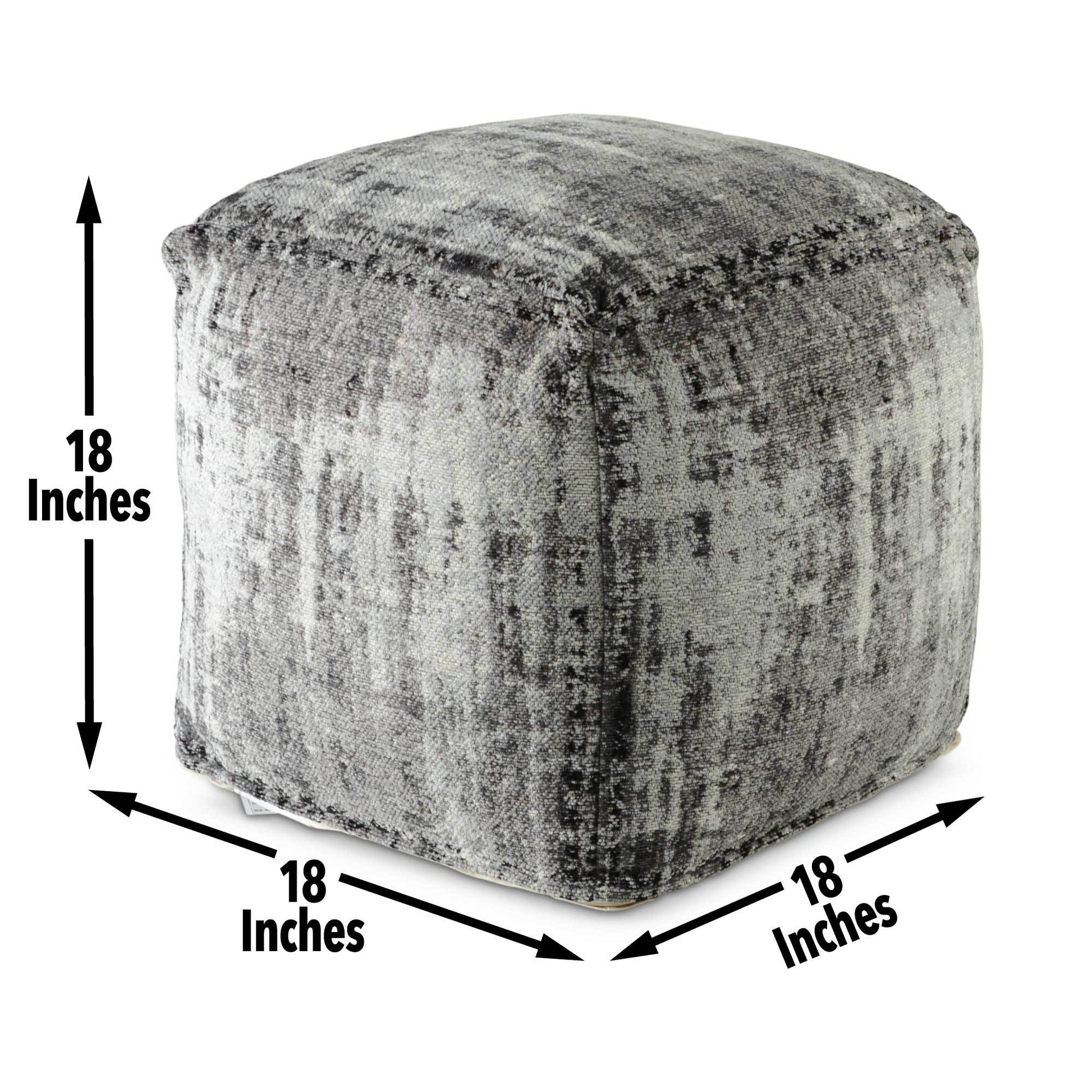 Hazel Square Pouf Dark Gray Dark Gray Fabric