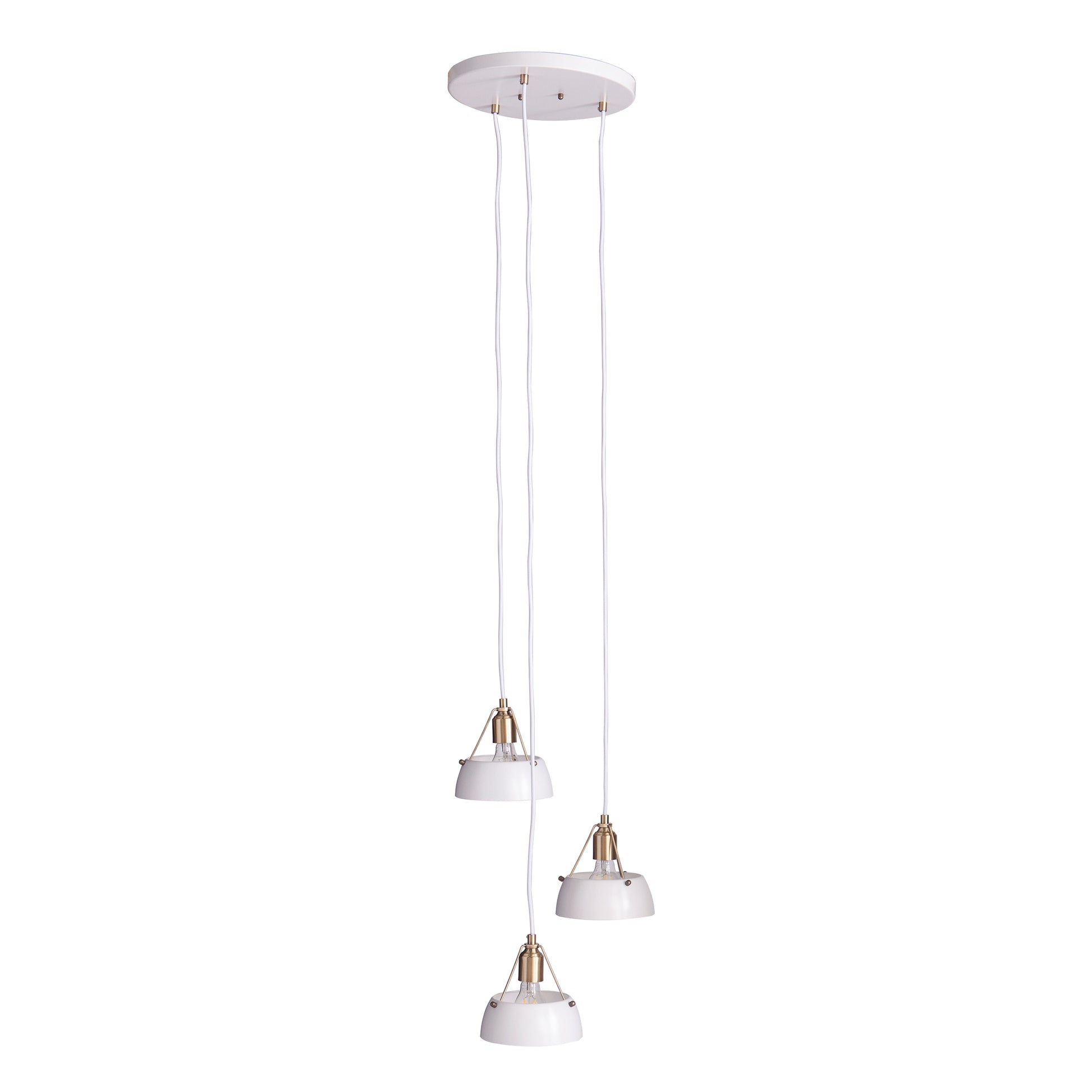 Renmarco Contemporary 3 Light Cluster Pendant White Iron