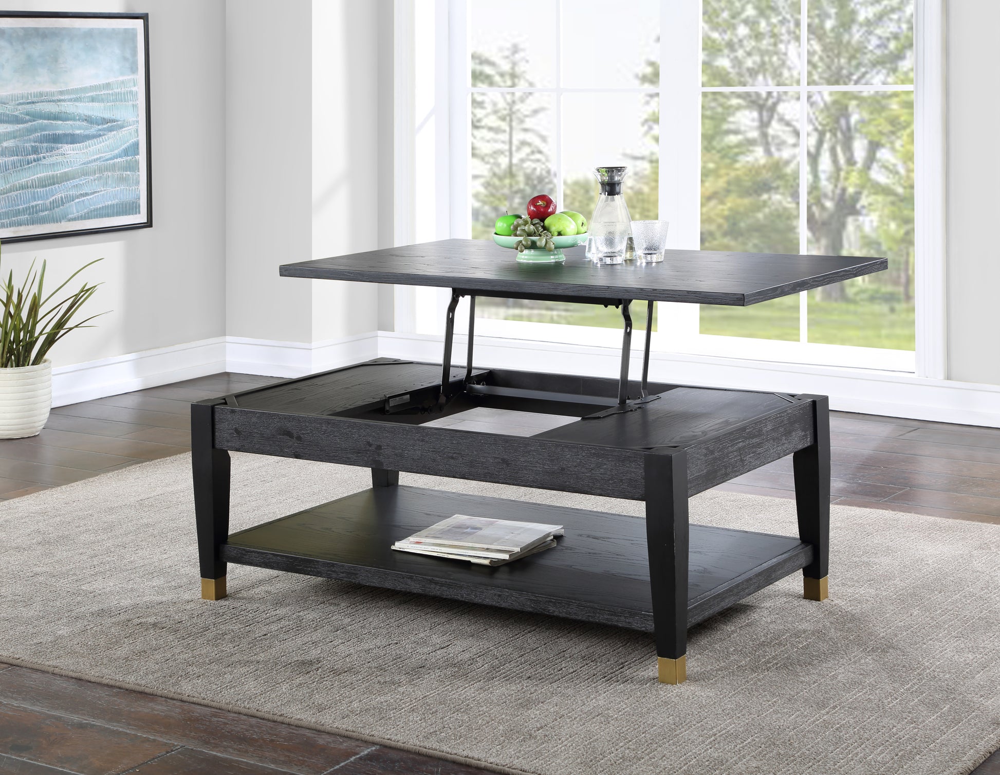 Yves Lift Top Coffee Table Black Black Wood