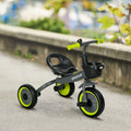 Qaba Kids Tricycle For Toddlers Age 2 5 With Adjustable Seat, Toddler Bike For Children With Basket, Bell, Handlebar Grips, Yellow Yellow Metal