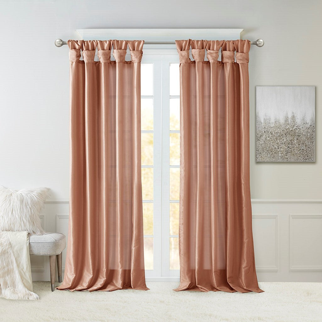 Twist Tab Lined Window Curtain Panel Spice Polyester