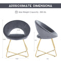 Modern Accent Velvet Chairs Set Of 2 Dining Chairs Single Sofa Comfy Upholstered Arm Chair Living Room Furniture Mid Century Leisure Lounge Chairs With Golden Metal Frame Legs Grey Velvet