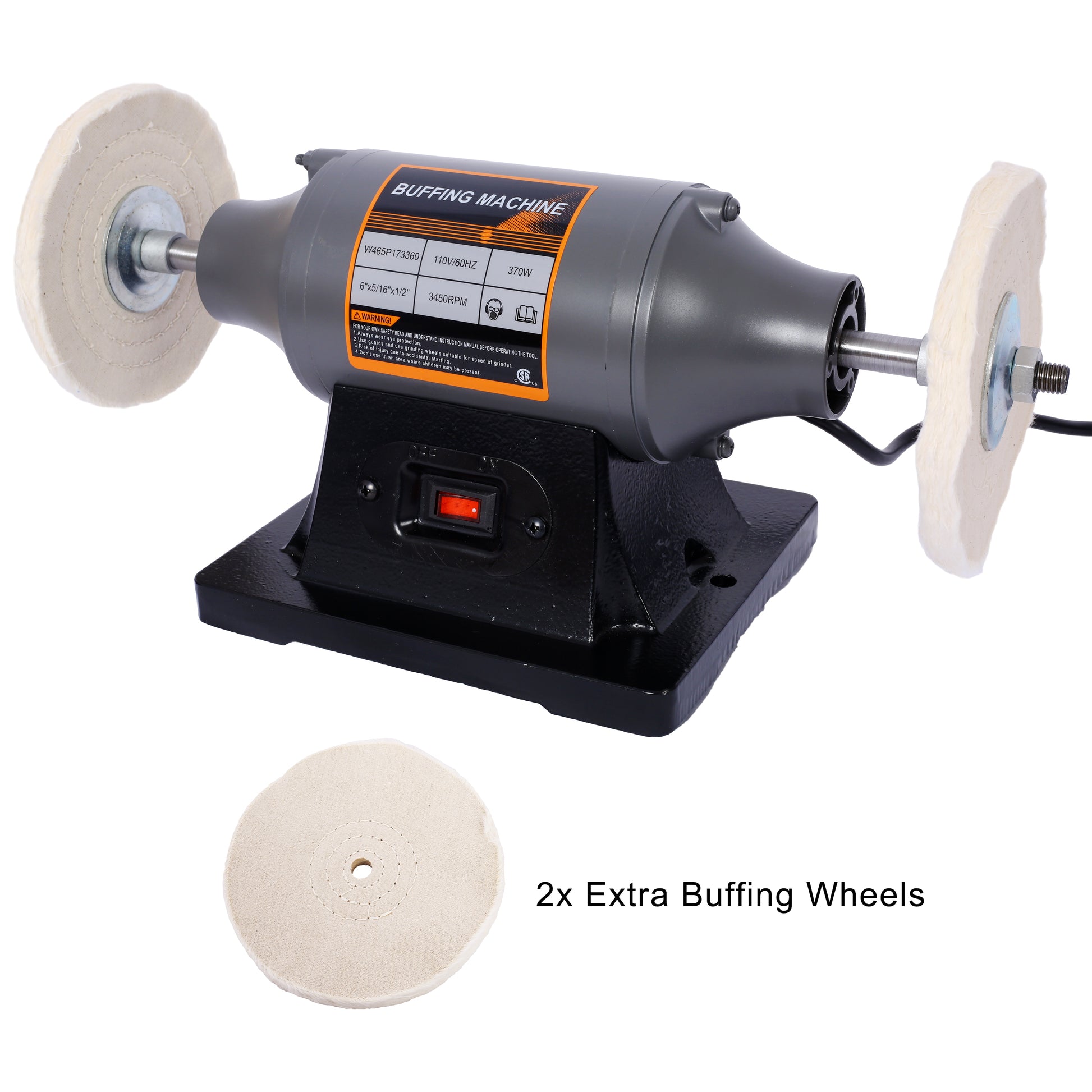 6 Inch Electric Polisher Bench Buffer Grinder Includes 4Pcs 80Ply Thic Buffing Wheels Ideal Benchtop Buffing Machine For Polishing Metal, Jewelry, Knives, Wood, Jade, And Plastic.Csa Certificated