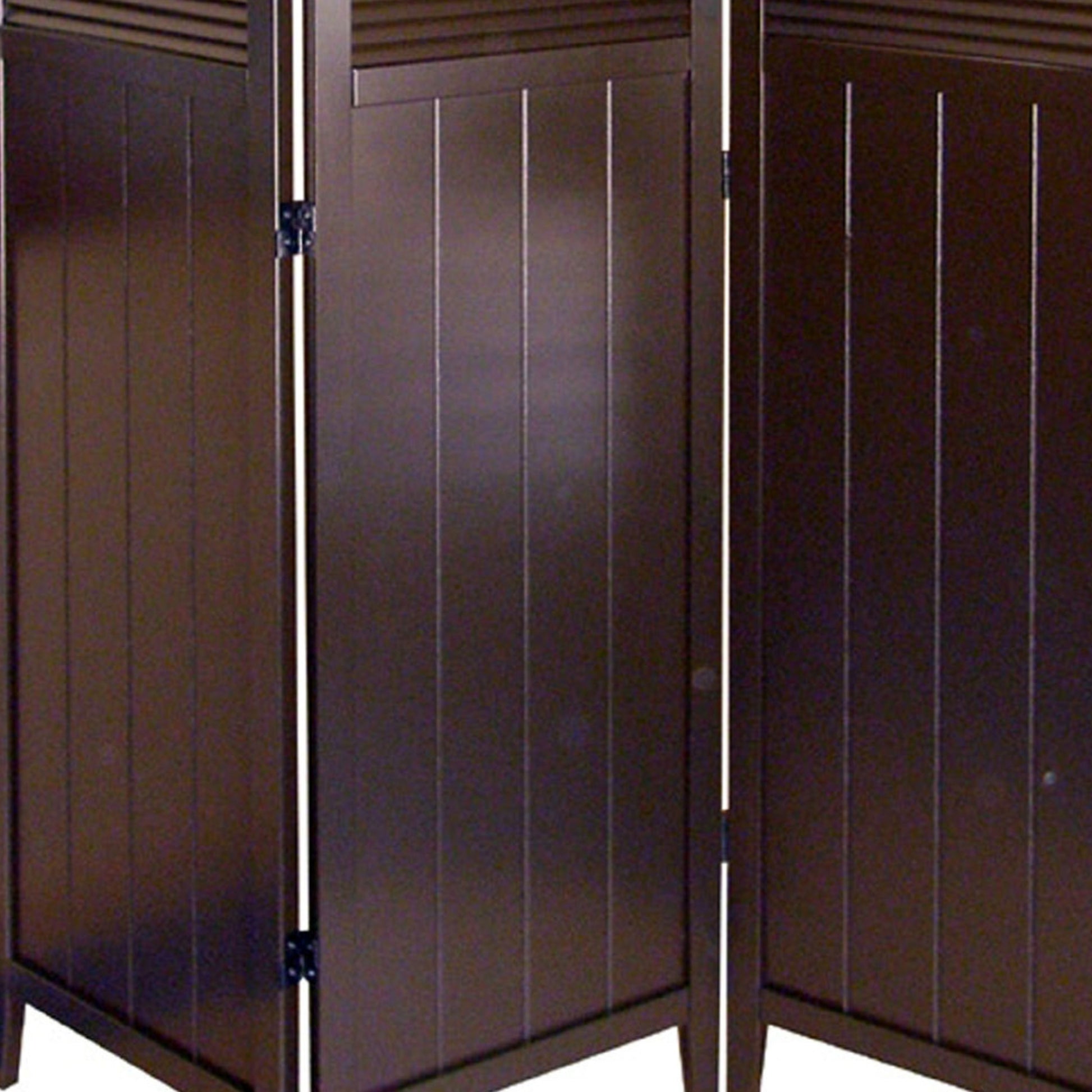 70" Tall 3 Panel Screen Room Divider "Shutter Door" With Espresso Finish Espresso Wood