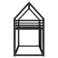 Twin Over Twin House Bunk Bed With Built In Ladder,Black Twin Black Metal