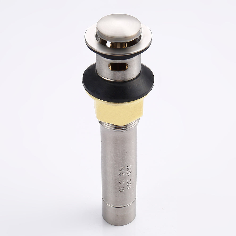 Pop Up Drain Stainless Steel With Overflow Anti Clogging For Vessel Sink Lavatory Vanity Sink Drain With Strainer Basket, Brushed Nickel Brushed Nickel Stainless Steel