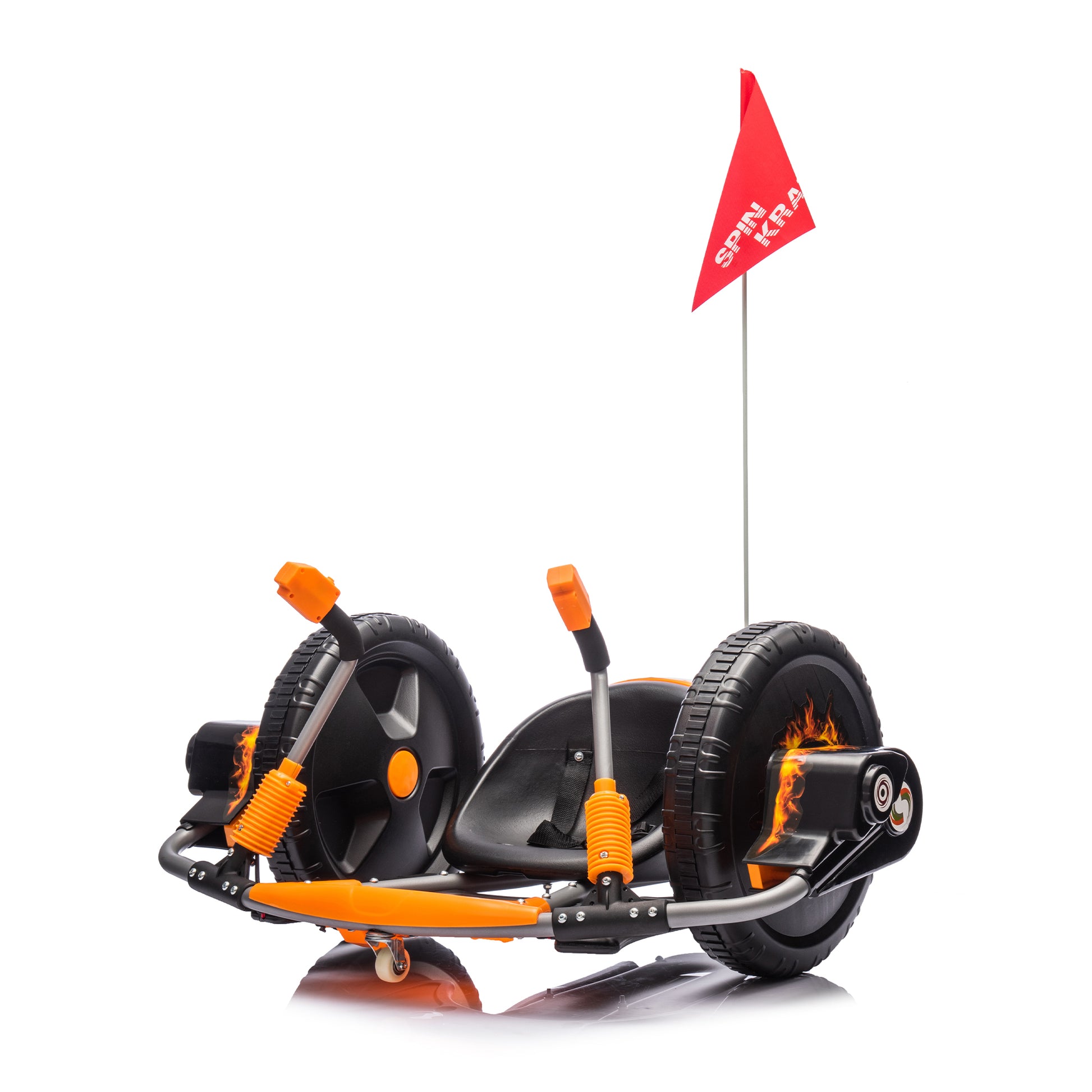 12V Kids Ride On Electric Toy,2Wd,16'' Exaggerated Wheel,Dual Handle Control For 360 Degree Flexible Steering And Rotation,Solid Metal Frame,Provide A Speed Of 4.66 Mph For Kids Aged 6 . Orange 50 99 Lbs Polypropylene