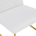 One White Minimalist Armless Sofa Chair With Plush Cushion And Backrest Paired With Golden Metal Legs, Suitable For Offices, Restaurants, Kitchens, Bedrooms White Plush