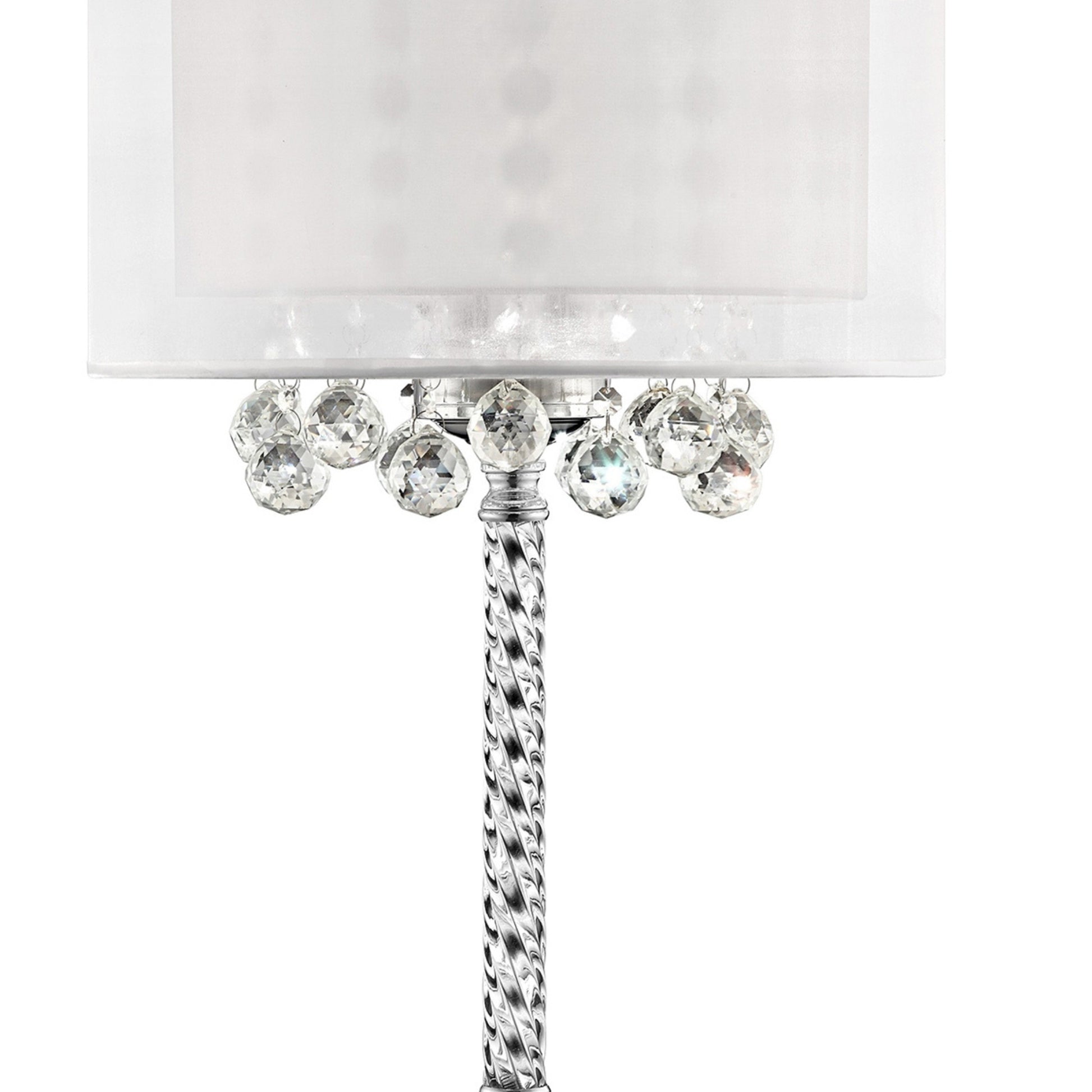 30" Tall Table Lamp "Moiselle", Silver And Crystal Accents, Silvery Shade Multicolor Metal