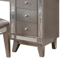 Wooden Set Of Vanity And Stool With Mirrored Accents, Mercury Silver Silver Wood