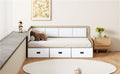 Twin Size Daybed With Three Drawers And Three Storage Compartments, Nature Beige Twin Beige Natural Mdf