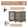 Furniture Dog Crate Sliding Iron Door Dog Crate With Mat. Grey,43.7''W X 30''D X 33.7''H Grey Dog Particle Board