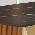 Table And Chair Set,Modern Rectangular Table With 0.4 Inch Black Patterned Tabletop And Gold Legs, Suitable For Kitchen, Dining Room, And Living Roomcomfortable Pu Seats,Perfect For Dinner, Meet White Black Seats 4 Sintered Stone