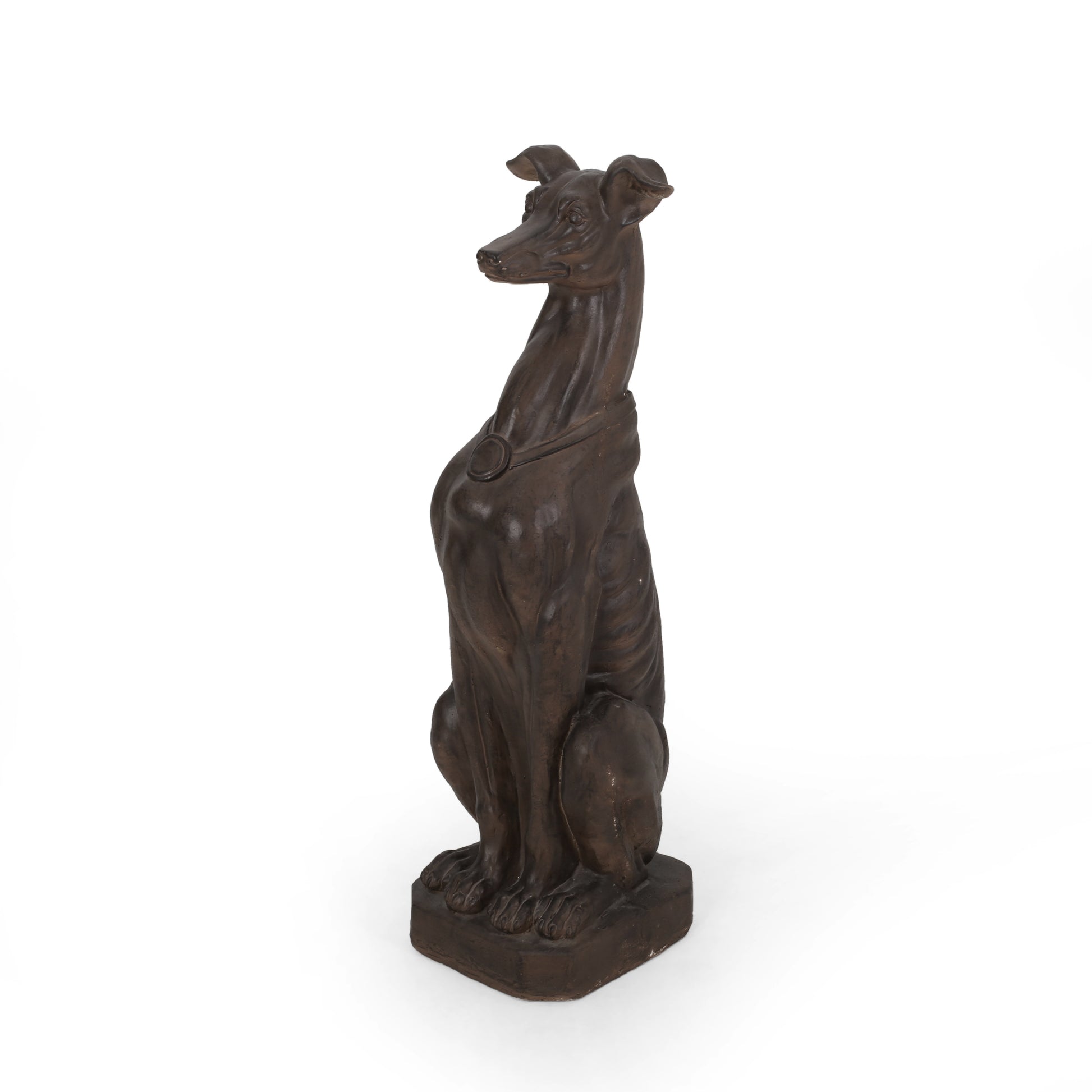 Grey Hound Dog Statue Dark Brown Magnesium Oxide