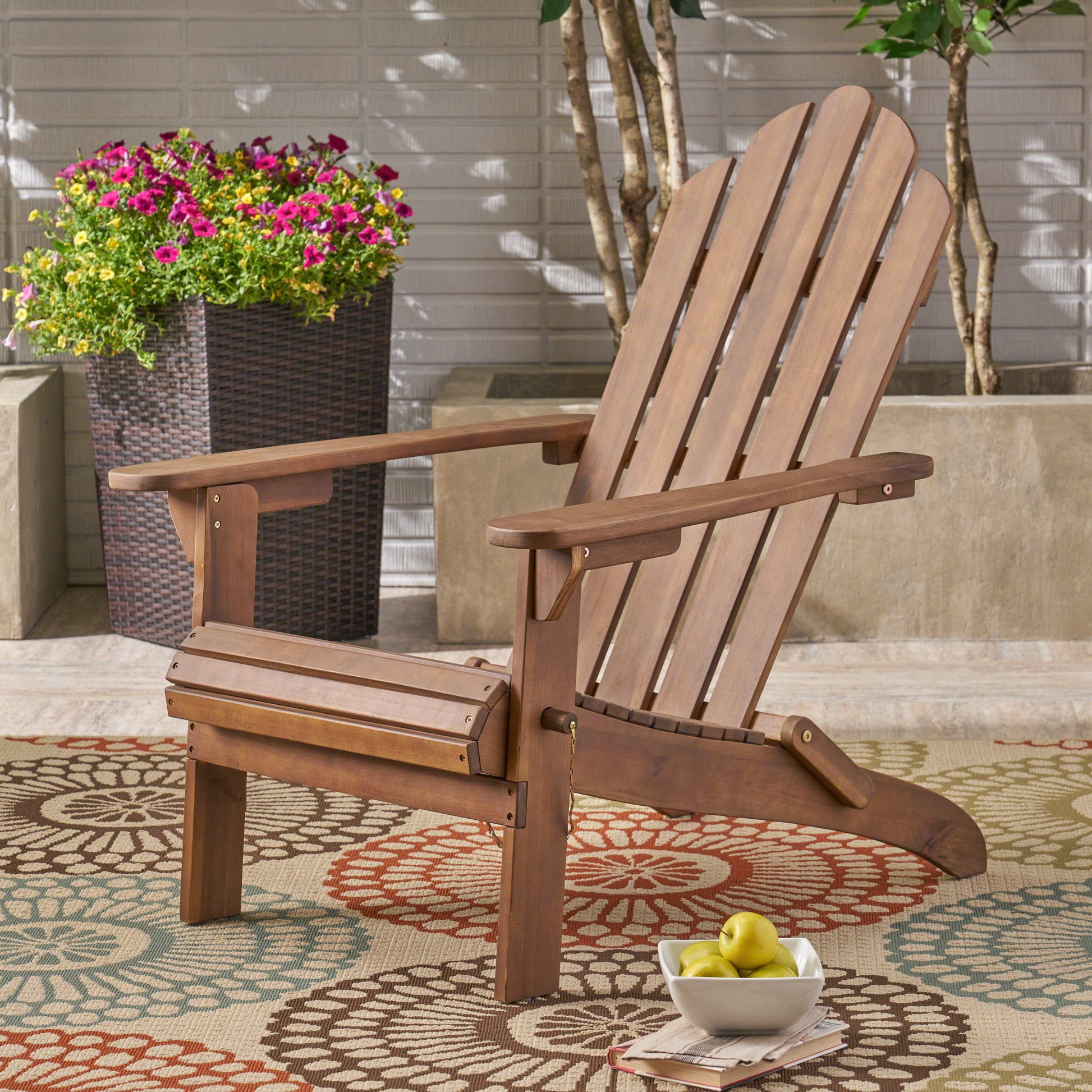 Hollywood Foldable Adirondack Chair Dark Brown Wood