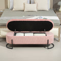 Coolmore Storage Ottoman,Bedroom End Bench,Upholstered Fabric Storage Ottoman With Safety Hinge, Entryway Padded Footstool, Ottoman Bench For Living Room & Bedroom Pink Pink Foam Velvet