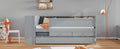Multi Functional Twin Daybed With Drawers And Trundle, Headboard Storage And Tables, Usb Charging Station, Gray Box Spring Not Required Twin Gray Wood Daybeds Pine