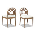 Leon Arched Back Wood & Upholstered Dining Chair, Set Of 2, Ivory White Boucle White Foam Boucle