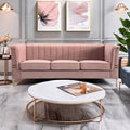 Fx P82 Pk Sofa Modern Designs Velvet Upholstered Living Room Sofa, 3 Seat Sofa Couch With Golden Metal Legs For Home, Apartment Or Office Pink Sofa Pink Velvet 3 Seat