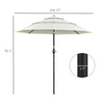 Outsunny 9Ft 3 Tiers Patio Umbrella Outdoor Market Umbrella With Crank, Push Button Tilt For Deck, Backyard And Lawn, Beige Beige Polyester