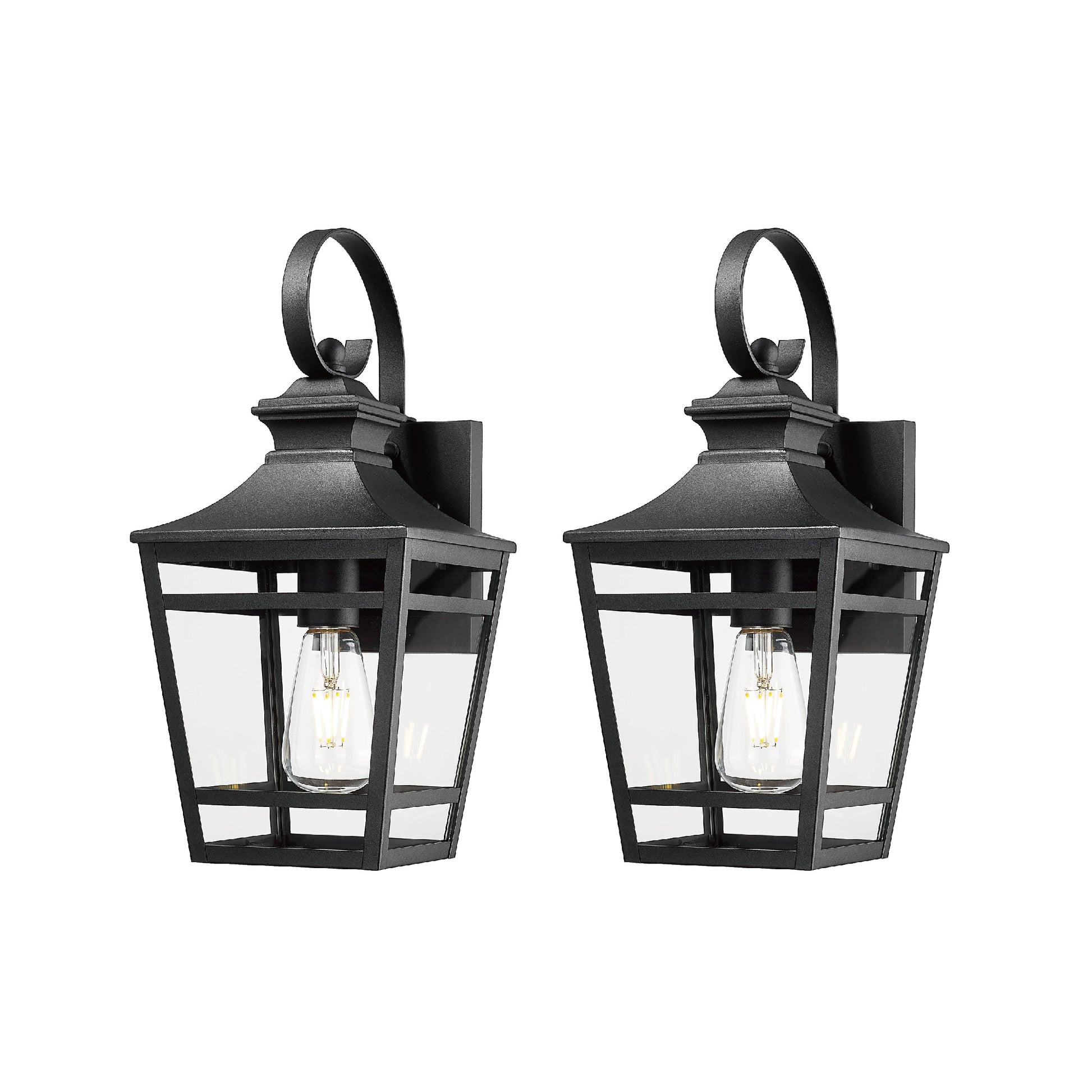 Large Outdoor Wall Lights For House, 16.5Inch Exterior Lighting Fixtures Wall Mount Outdoor Porch Lights Waterproof Black Outdoor Sconce Lights With Clear Glass For Patio Hallway Garage 2 Pack Black