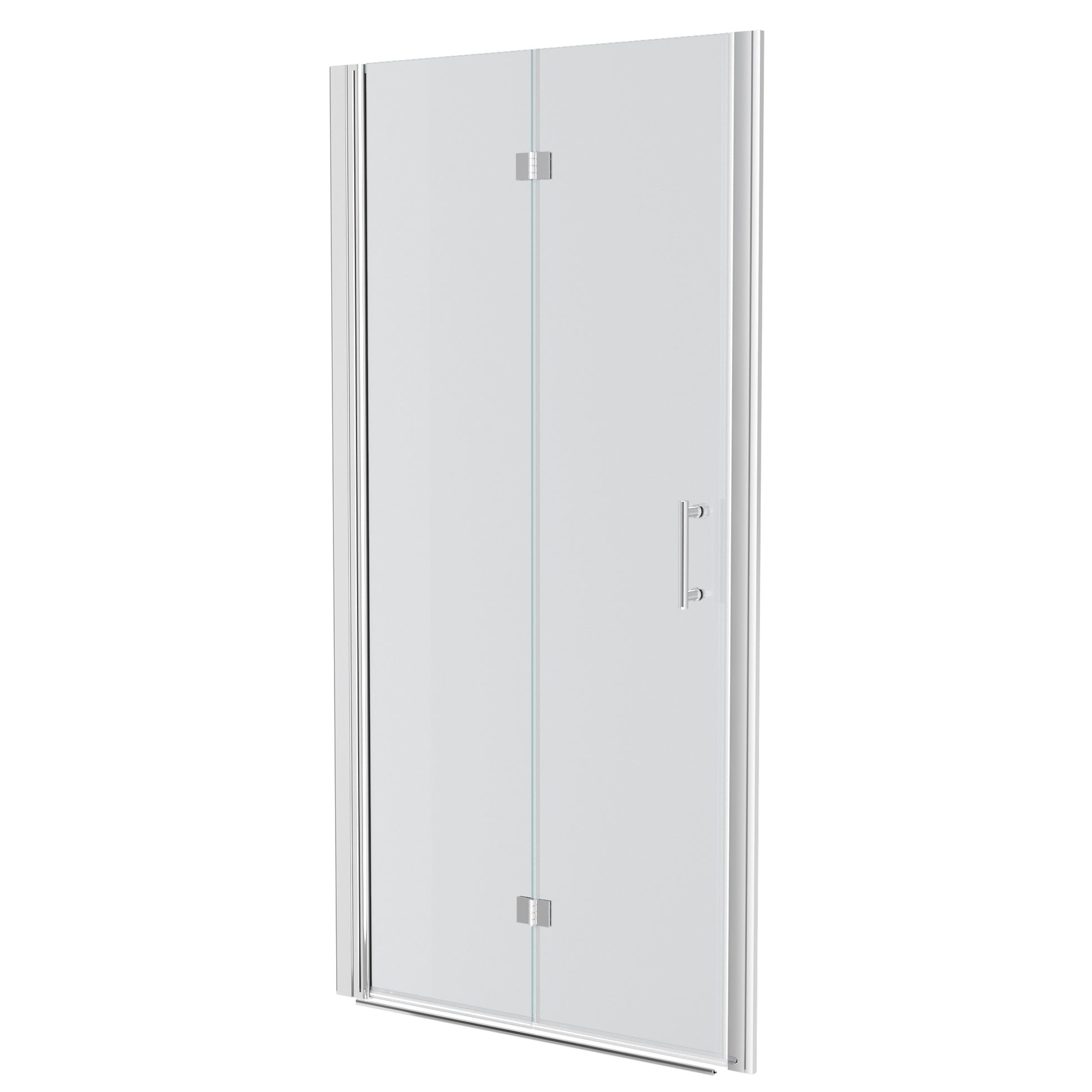 36"W X 72"H Fold Frameless Shower Door With Tempered Glass, Chrome Chrome Glass