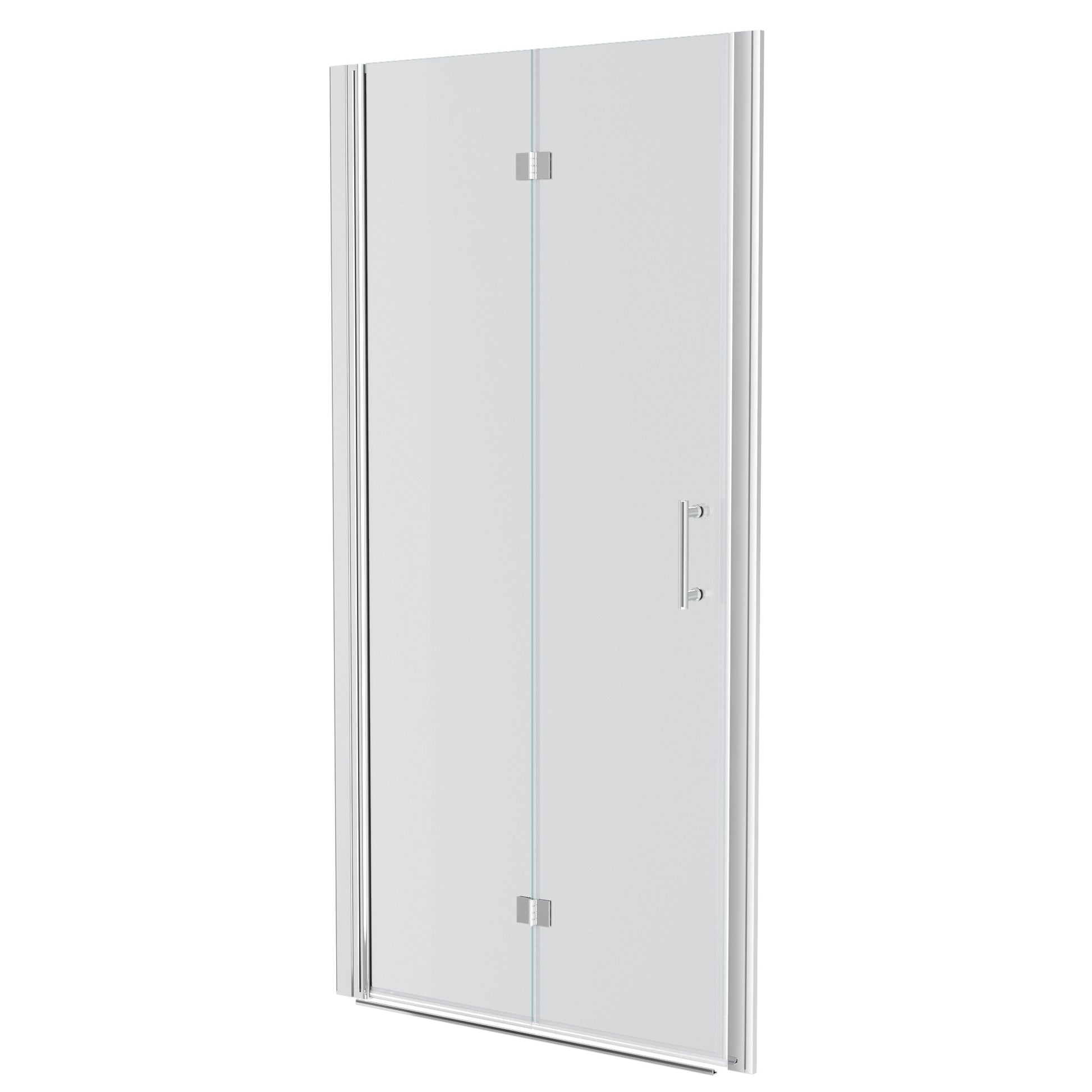 32"W X 72"H Fold Frameless Shower Door With Tempered Glass, Chrome Chrome Glass