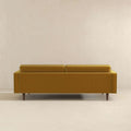 Casey Mid Century Modern Gold Velvet Sofa Yellow Wood Velvet 3 Seat