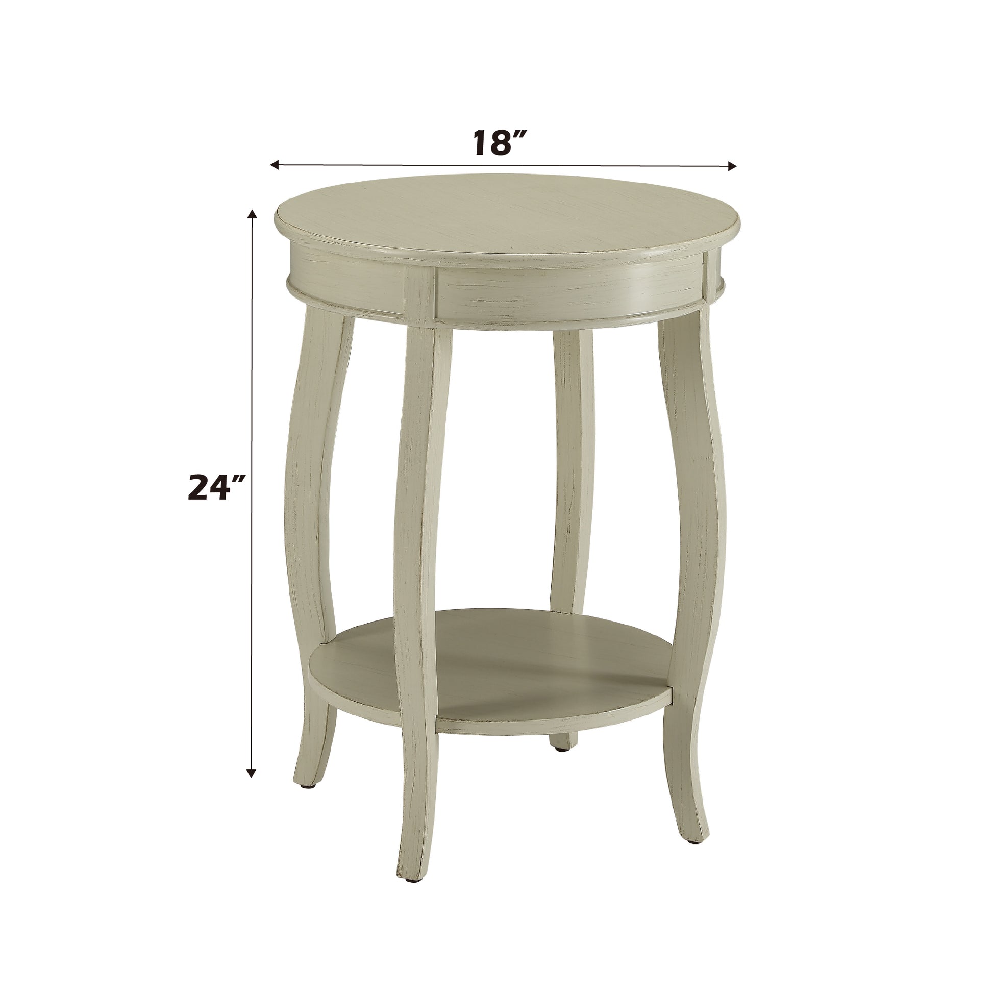 Aberta Antique White Finish Accent Table Antique White Synthetic Wood