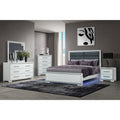 Annie Silver Queen Bed With Led Box Spring Required Full Silver Wood Gray Bedroom Contemporary Rubberwood Bed Frame Wood Polyester Wood