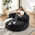 55''L Chenille Sponge Single Sofa,No Assembly Required,Fluffy Modern Sleeper Chair For Living Room, Bedroom, Lounge And Projection Room Not A Swivel Chair. Black Foam Chenille 1 Seat