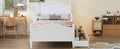 Twin Size Wood Platform Bed With Guardrails On Both Sides And Two Storage Drawers ,White Twin White Wood