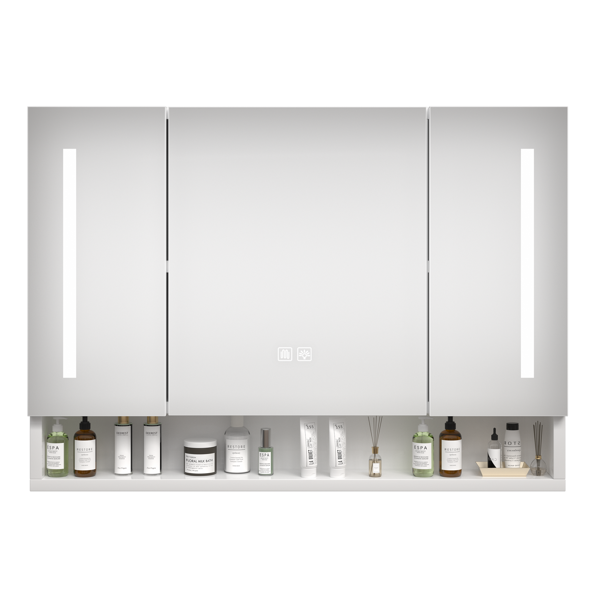 Modern 39X28 Inches Bathroom Cabinets, Medicine Cabinets With Mirrors And Led Lights, Bathroom Storage Cabinet With Multilevel Storage Compartments White 3 1 36 To 47 In 24 To 31 In Mirror Included Bathroom Wall Mounted Modern 5 10 Inches Aluminium