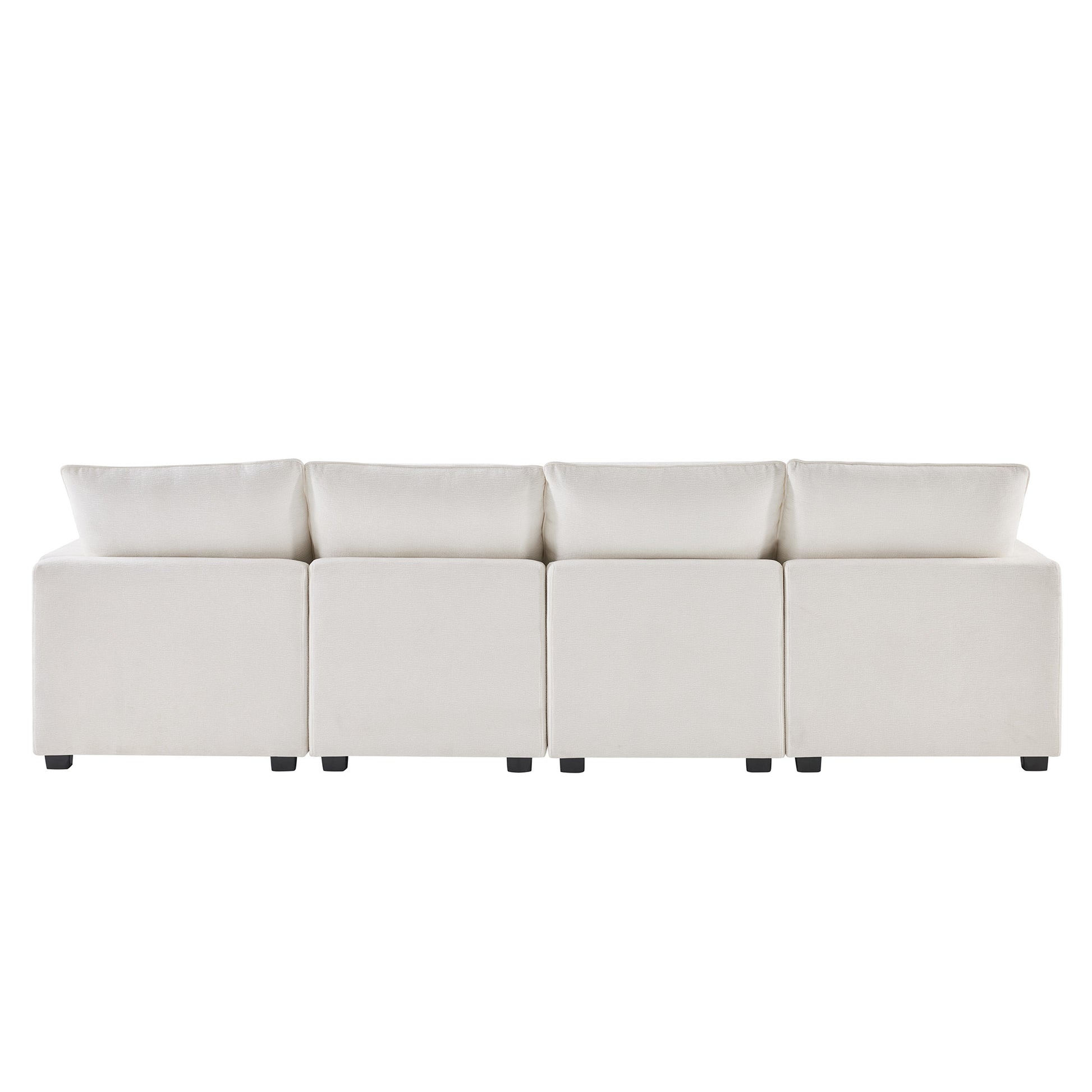 110*29" Modern Modular Sofa, 4 Seat Chenille Sectional Couch Set With 2 Pillows Included, Freely Combinable Indoor Funiture For Living Room, Apartment, Office, 2 Colors White Chenille 4 Seat