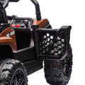 24V Kids Ride On Utv,Electric Toy For Kids W Parents Remote Control,Four Wheel Suspension,Low Start,Adjustable Speed,Multimedia Player,Early Education,Bluetooth,Rear Storage Space For Kids Aged 3 . Brown 50 99 Lbs Polypropylene