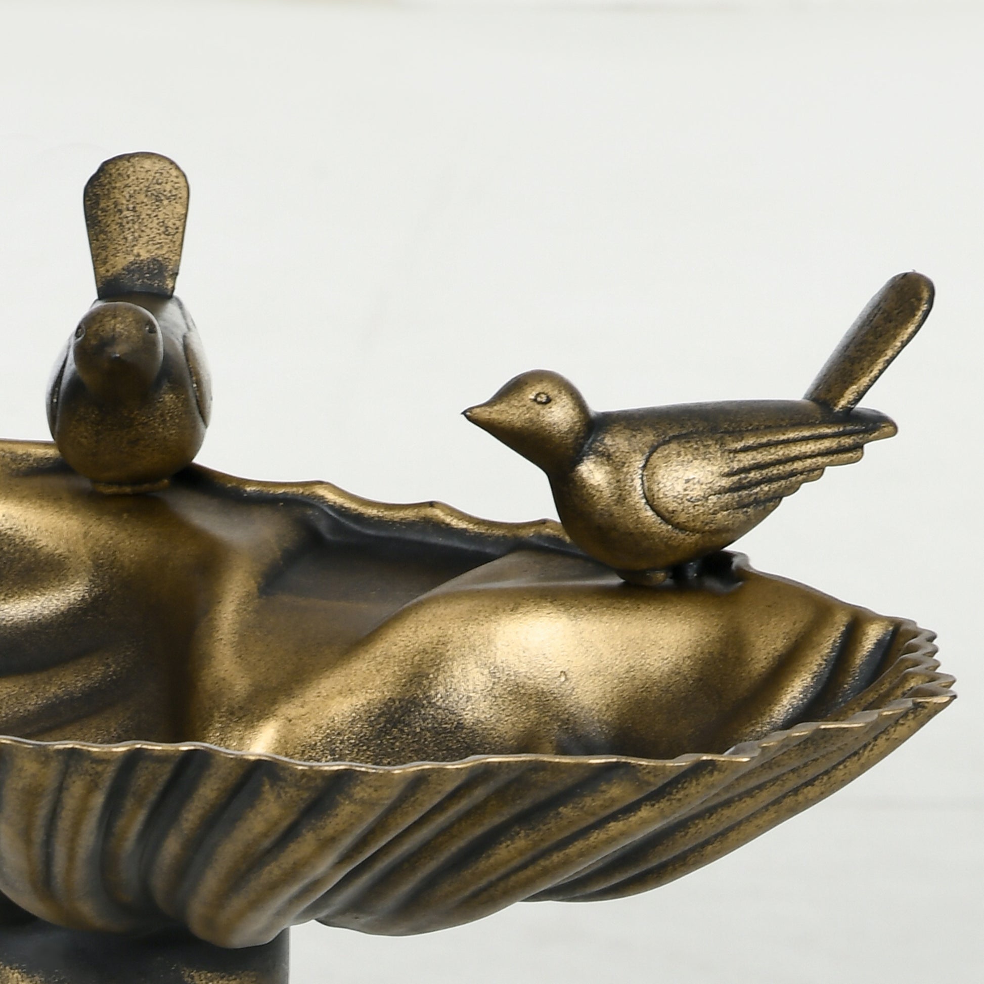 Outsunny 32" Antique Bird Bath With Pedestal Flower Planter Base, Vintage Style Decorative Birdbath, Bird Feeder Bowl & Planter Decoration Yard Statue, Bronze Bronze Polypropylene