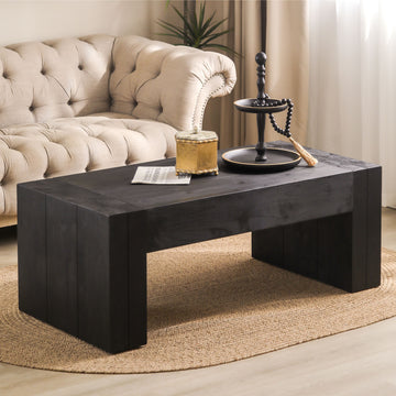 Living Room Wood Table, Versatile Table ,Black Wood Coffee Table,Modern Black Solid Wood Coffee Table Black,Wood Primary Living Space Antique,Rustic Rectangular Coffee & End Tables Powder Coated Rectangular Wood