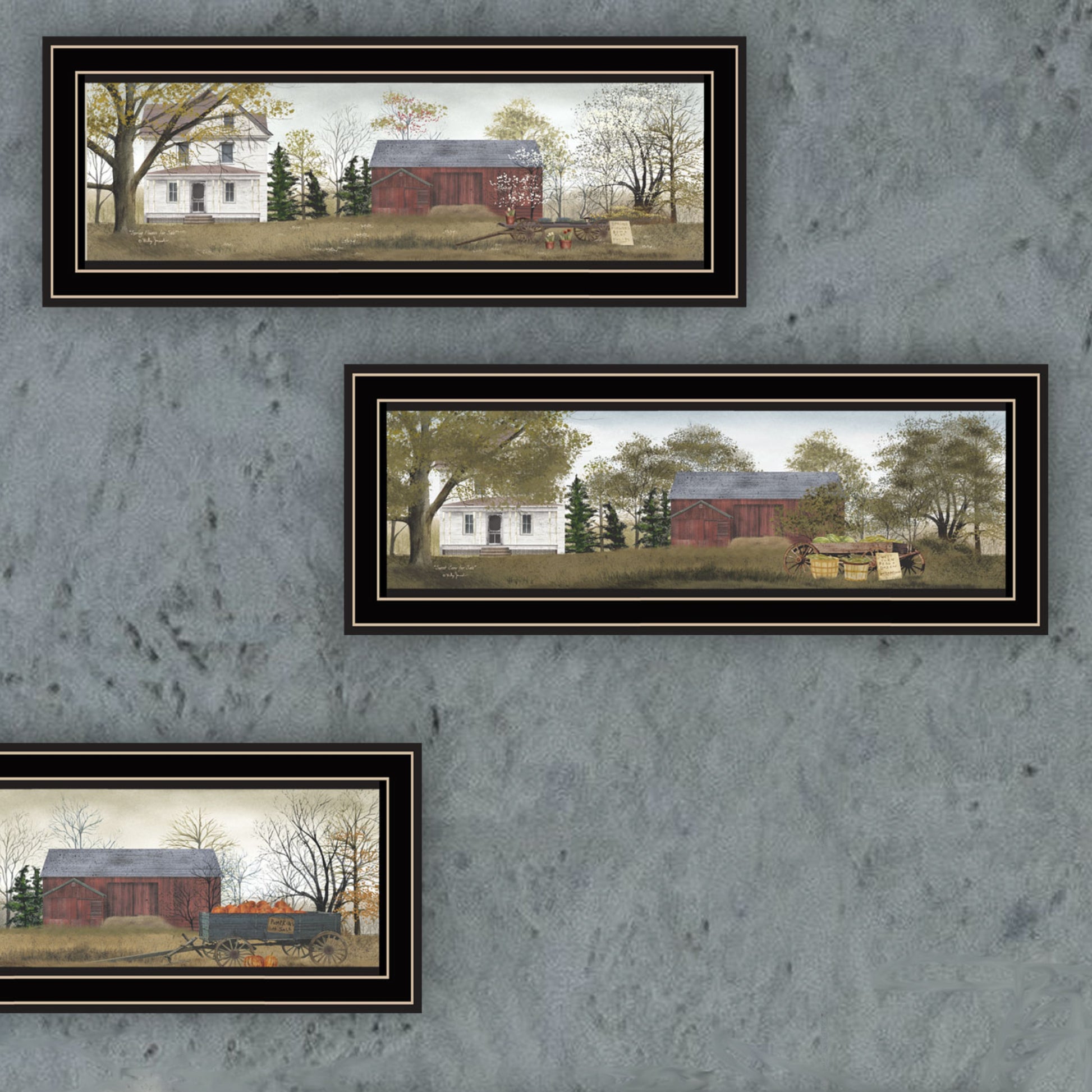 4 Piece Vignette Four Seasons Homesteads Black Framed Wall Art For Living Room, Bedroom Wall Art Print For Home Decor By Billy Jacobs Multicolor Wood Paper