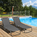 Outsunny Folding Chaise Lounge Pool Chairs, Outdoor Sun Tanning Chairs With Canopy Shade, Reclining Back, Steel Frame And Side Pocket For Beach, Yard, Patio, Dark Gray Dark Grey Steel