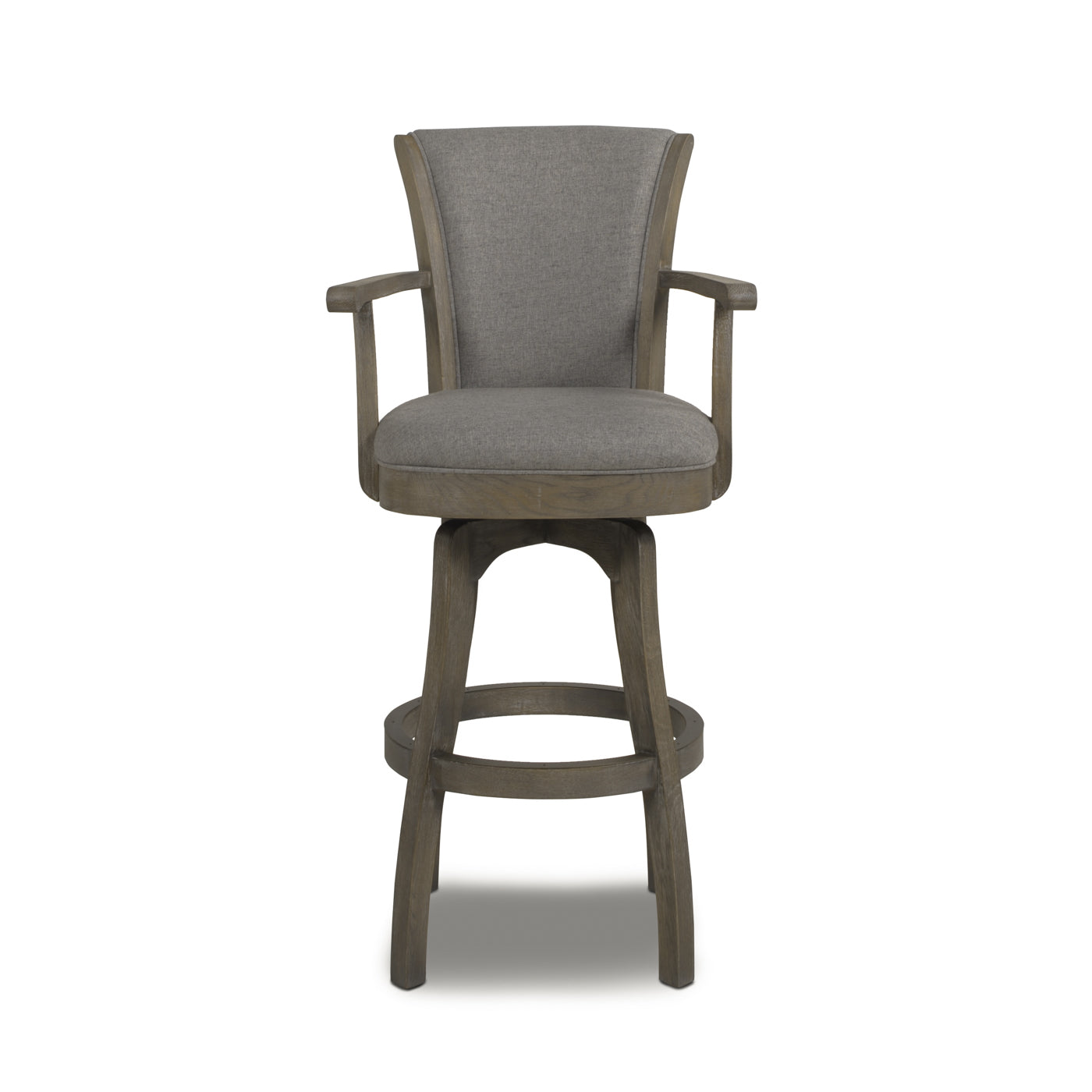 Williams 31 Swivel Bar Stool With Armrests, Heathered Grey Linen Gray Foam Linen