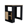 Stirling Kitchen Island With 1 Door Cabinet Push To Open System And Side Shelves Black Natural Oak Black Particle Board